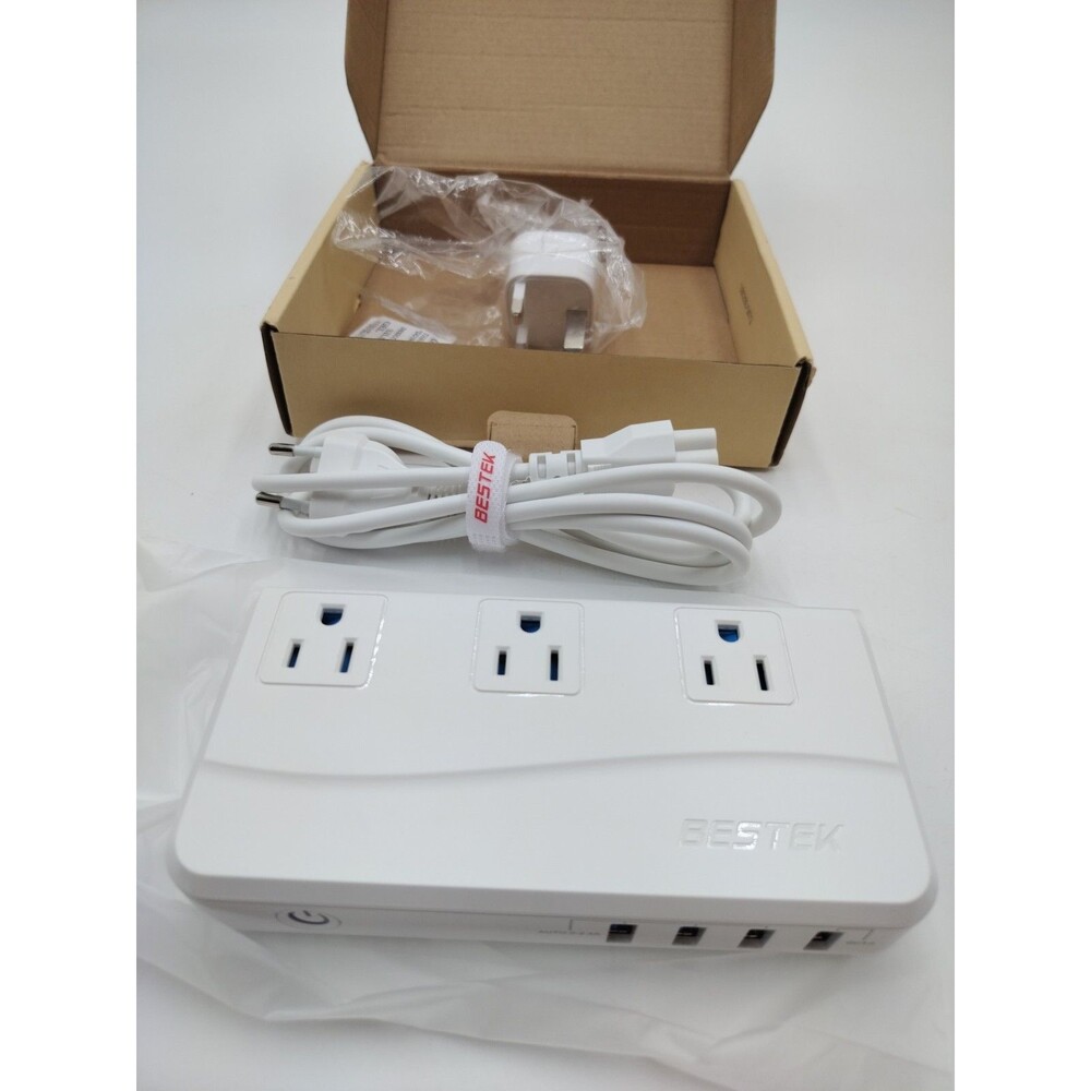 BESTEK MRJ201IU 200W Travel Power Converter Adapter w 1 Plug Adapters (Read)